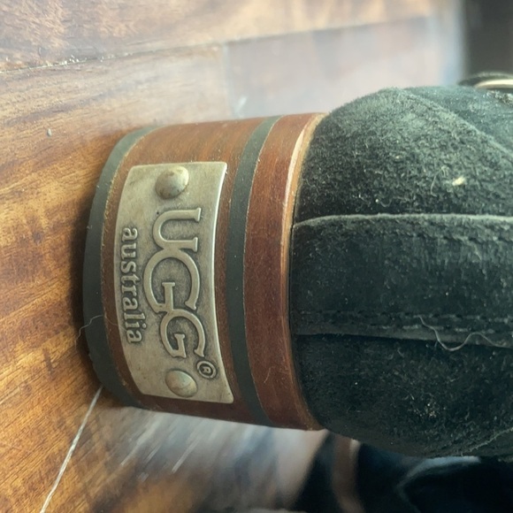 UGG Australia 5604 Black ENDELL Harness Biker Suede Shearling Boots Size 6.5 - Picture 12 of 17